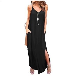 New! Black maxi dress w. Pockets